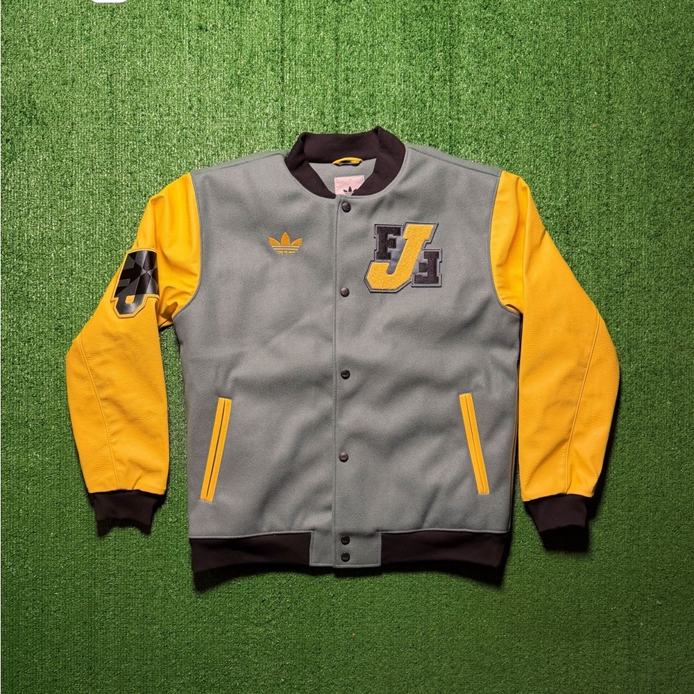 Adidas Gray and Yellow Bomber Jacket